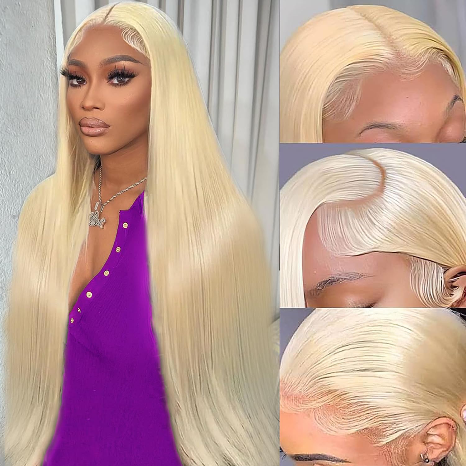 HPJIQ 32-inch 613 lace-front wig cap construction for secure, comfortable all-day wear.