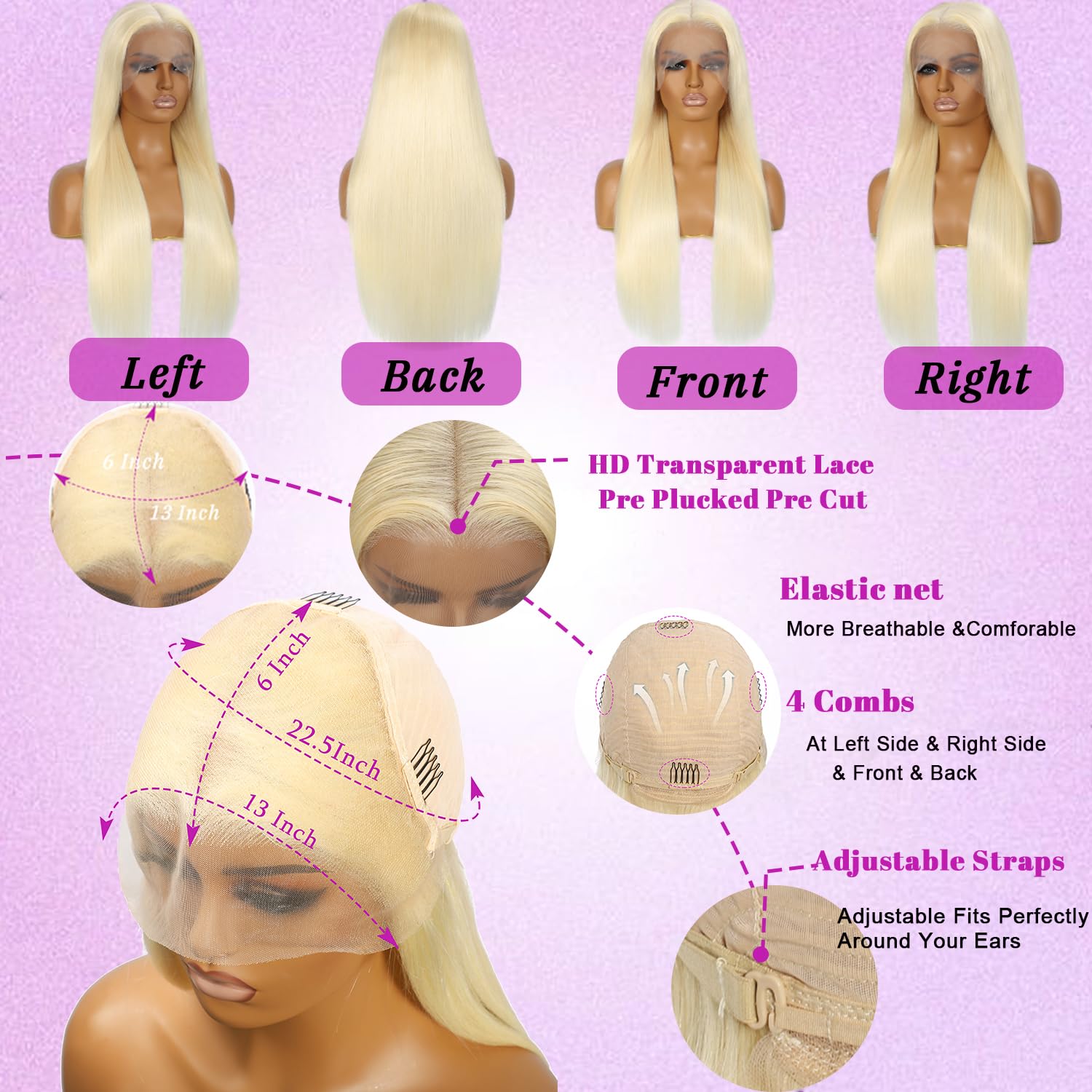 HPJIQ pre-plucked natural hairline with baby hairs for a seamless, realistic look.