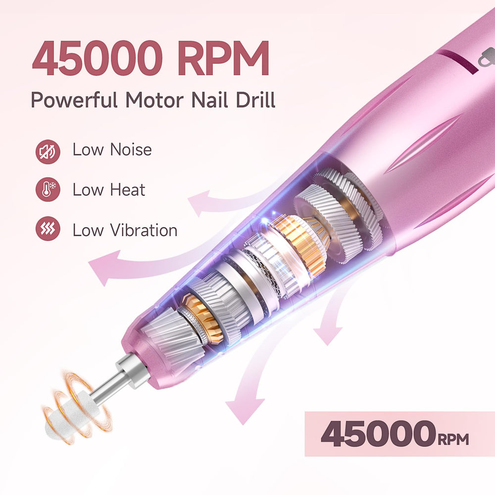HQMPHQ nail drill battery life showcases long-lasting charge for mobile use.