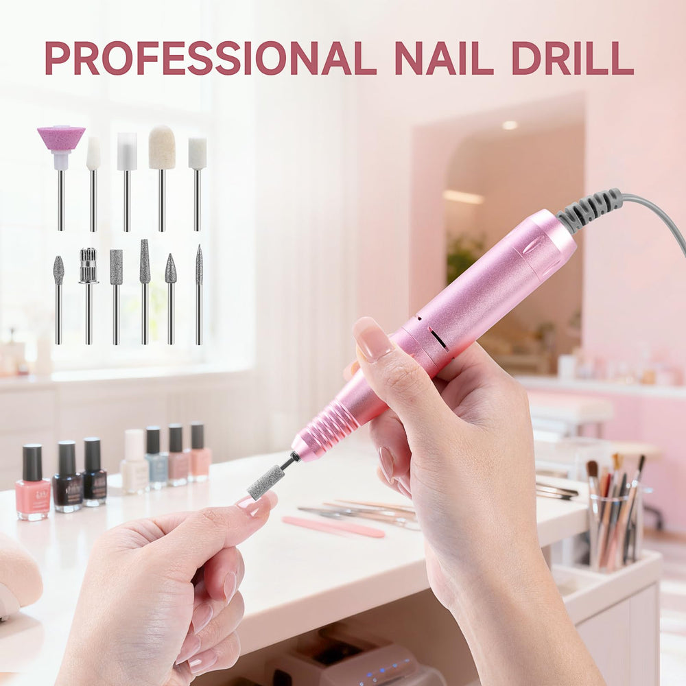 HQMPHQ nail drill twist-lock bit changes for quick setup.