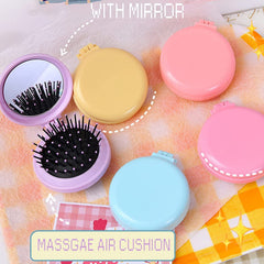 HQSLsund round folding travel brush ideal for on-the-go touchups