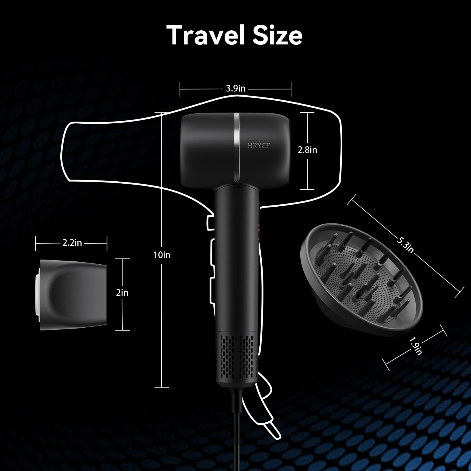 HRYCF Ionic Hair Dryer quiet operation emphasizing low noise during use