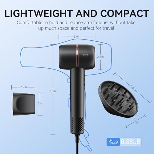 HRYCF Ionic Hair Dryer travel-use design for home, salon, and on-the-go styling