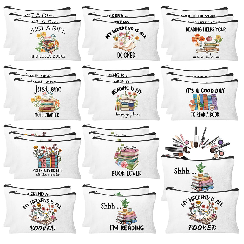 HSDSH book lovers makeup bag front view shows spacious travel-ready design