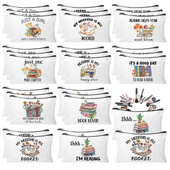 HSDSH book lovers makeup bag front view shows spacious travel-ready design