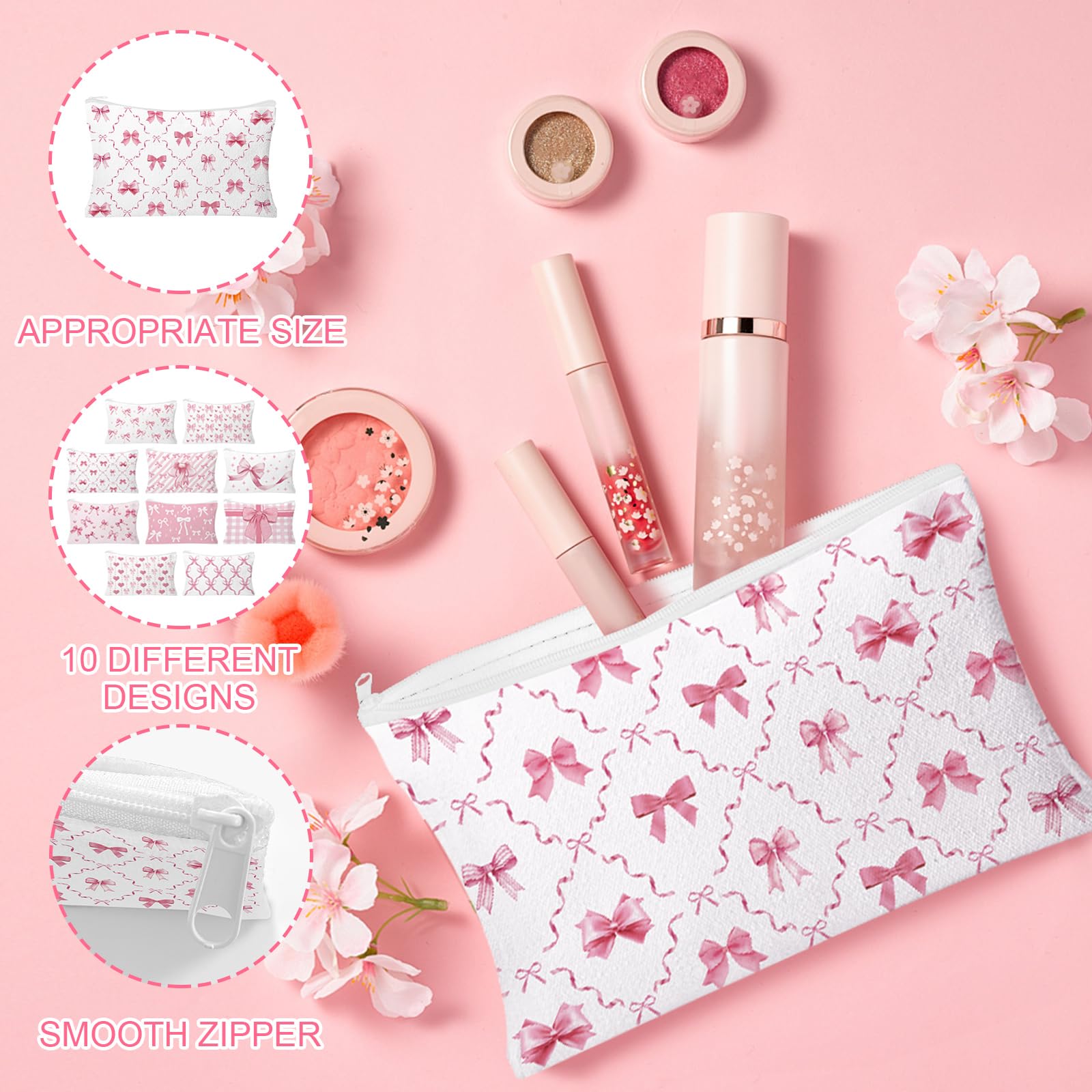 HSDSH pink bow travel toiletry bag ideal on-the-go set