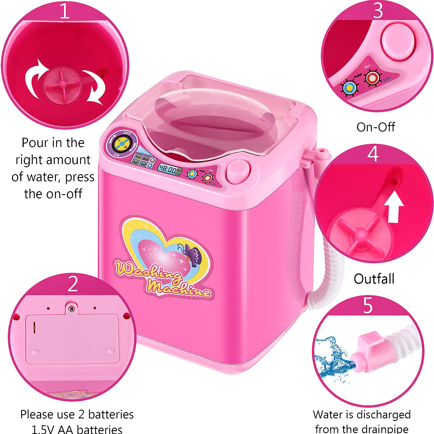 Hsei Christmas mini washing machine cleaning sponges and powder puffs, versatile tool.