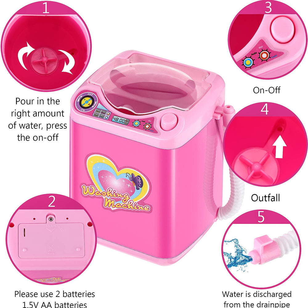 Hsei Christmas mini washing machine cleaning sponges and powder puffs, versatile tool.