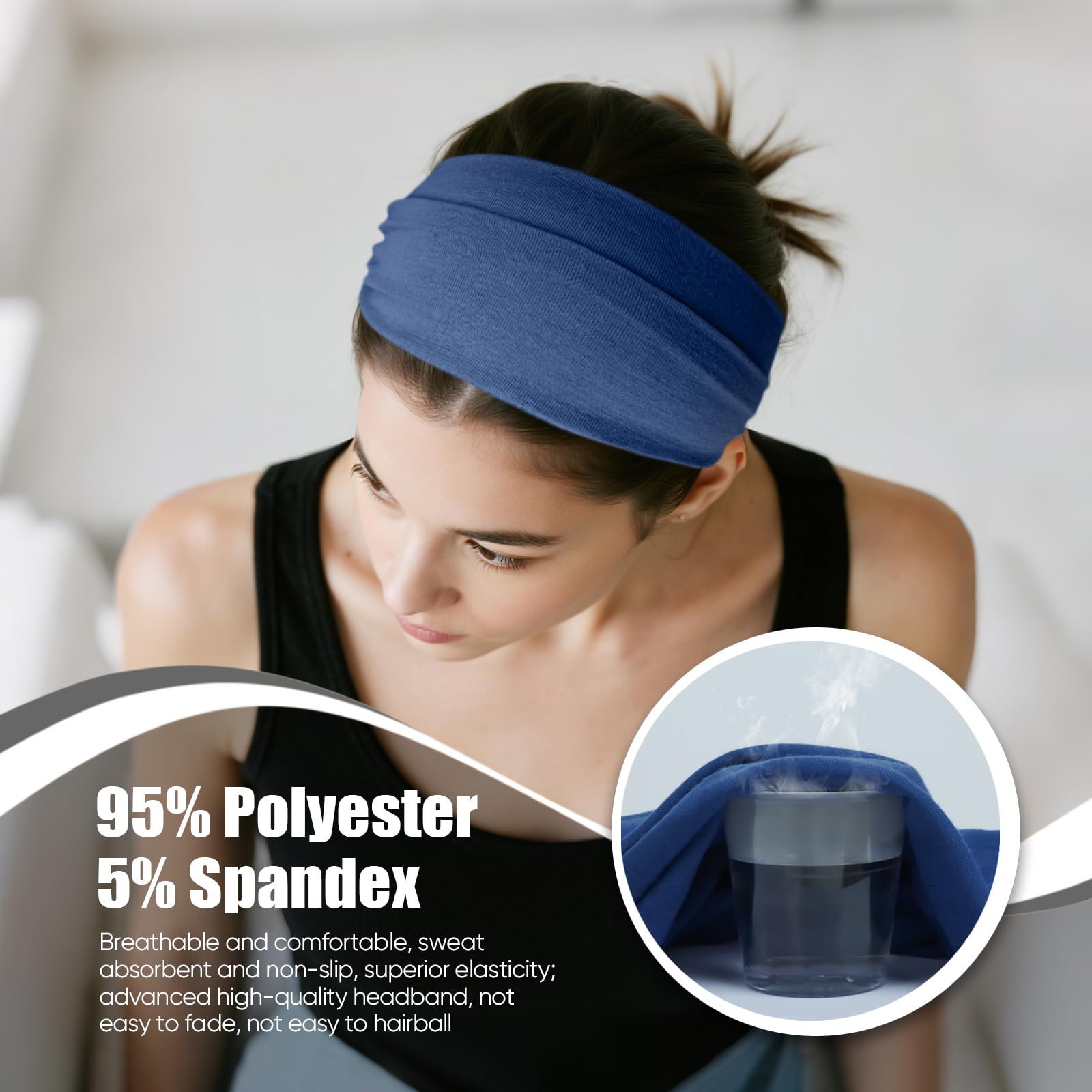HSEM headbands soft cotton-blend fabric stretches comfortably during yoga