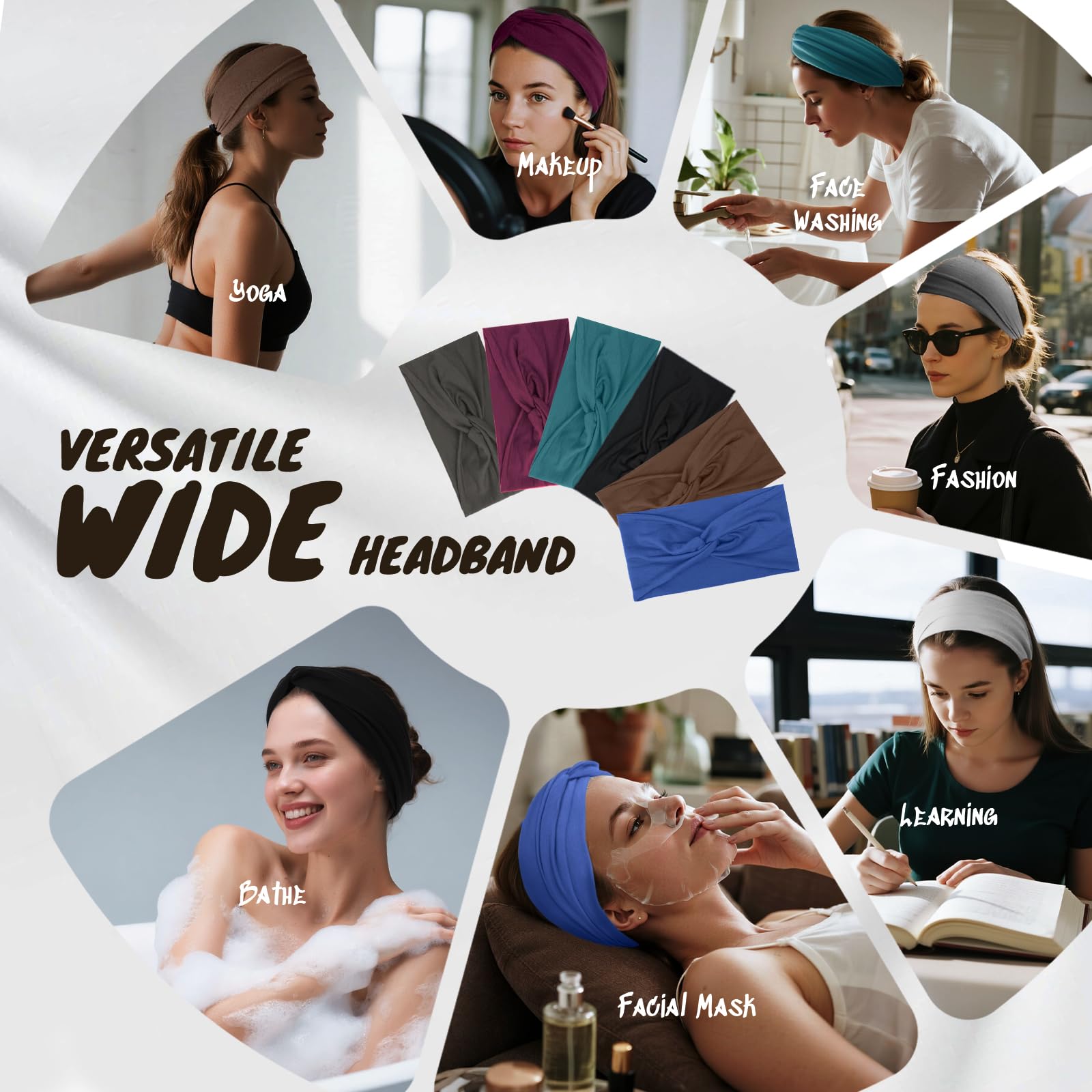 HSEM headbands for women black wide cotton band with non-slip comfort for daily wear