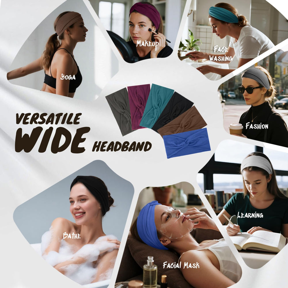 HSEM headbands for women black wide cotton band with non-slip comfort for daily wear