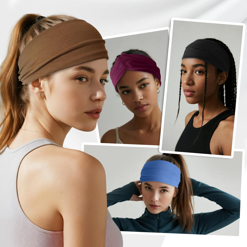 HSEM headbands for women navy wide cotton band durable and stretchable for all-day wear