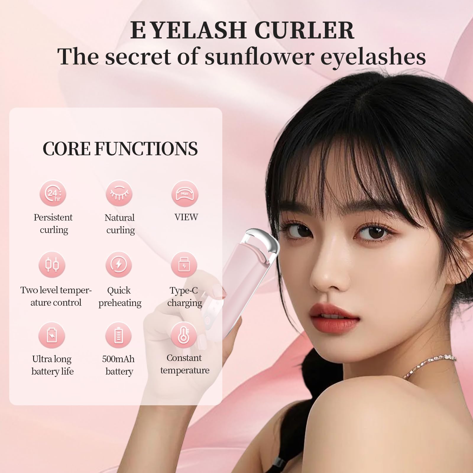 Hsenowi heated eyelash curler safety system protects battery and skin.