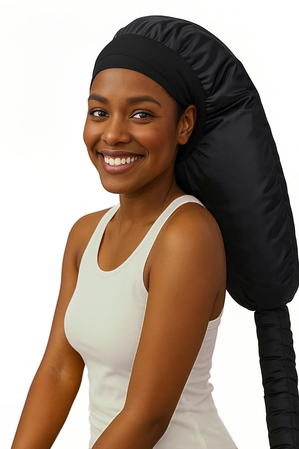 HSHHPZ hooded dryer-curly cap provides even heat for defined curls.
