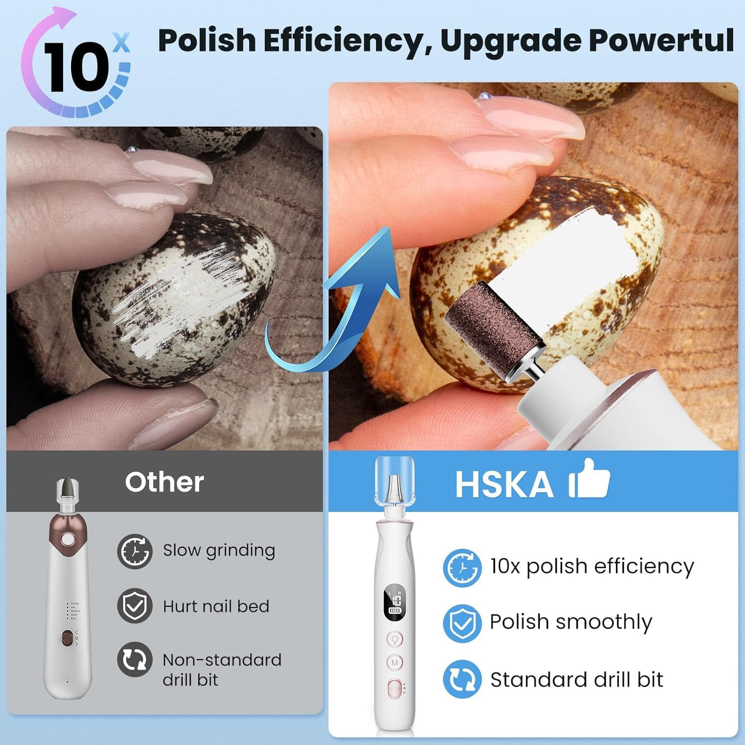 HSKAI cordless nail file ready for travel and on the go pedicures