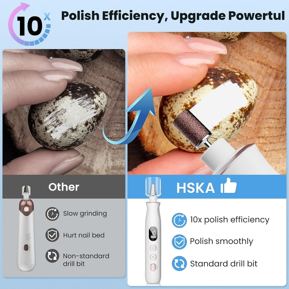 HSKAI cordless nail file ready for travel and on the go pedicures