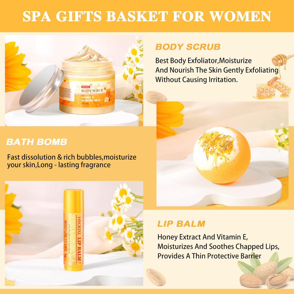 HSOEIXL almond-milk-honey bath soak dissolves in water for a soothing bath.