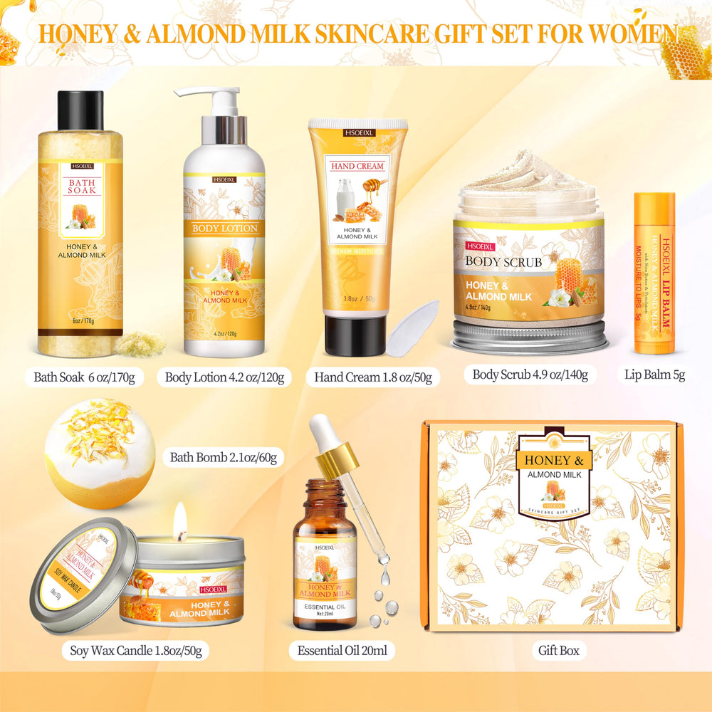 HSOEIXL almond-milk-honey body lotion bottle delivering deep hydration.
