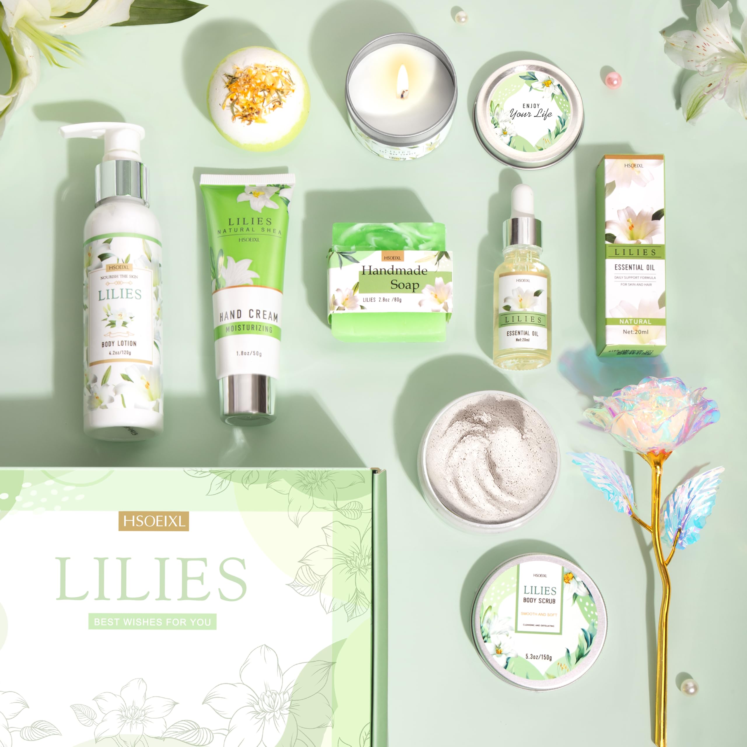 HSOEIXL Lilies hand cream showcases nourishing formula for soft hands after daily routines.