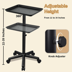 HSONBIUTY salon tray adjustable height demonstrates flexible setup from 22 to 39 inches