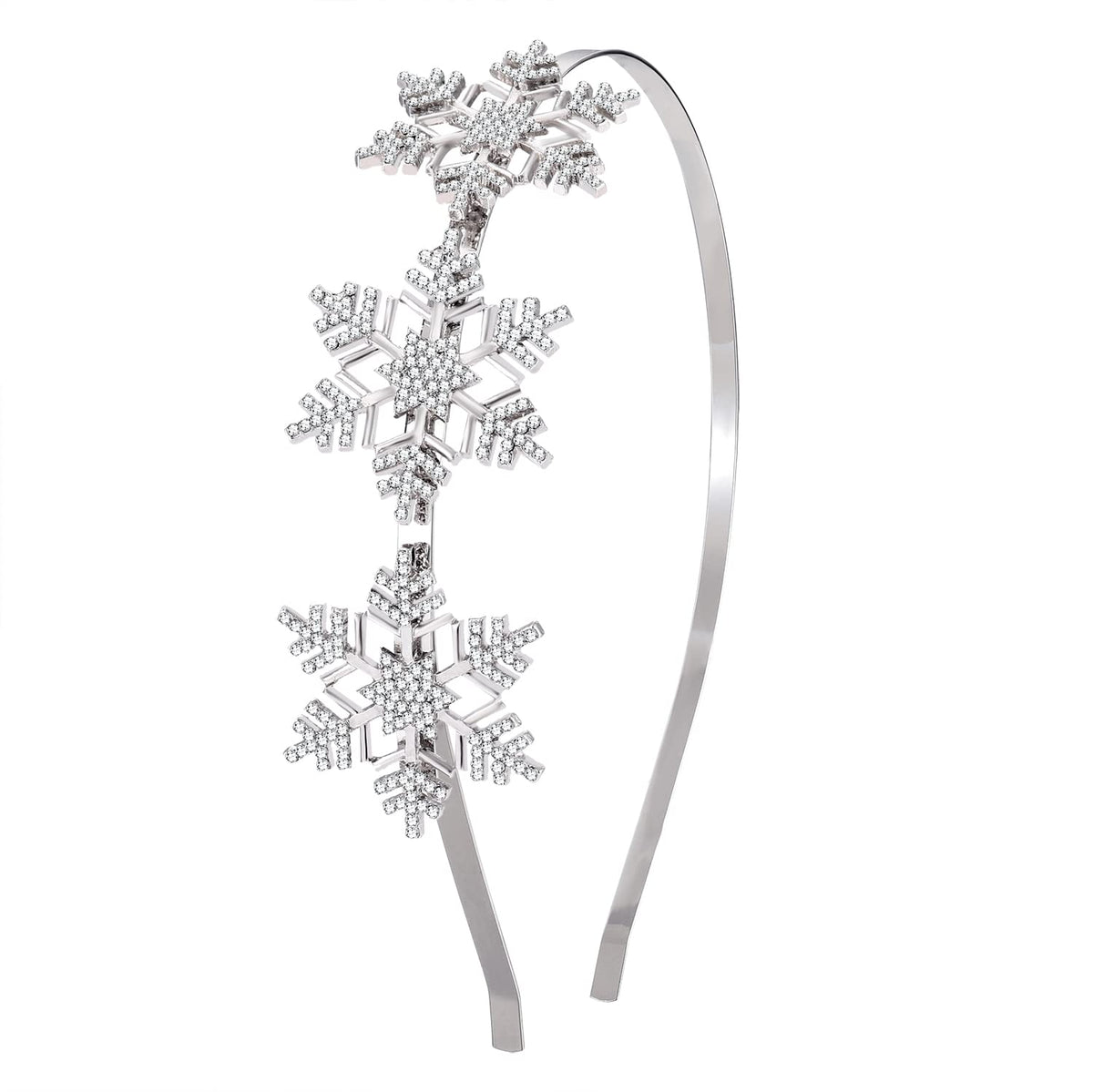 HSWE Christmas snowflake headband rhinestone shines for festive wear and holiday photos.