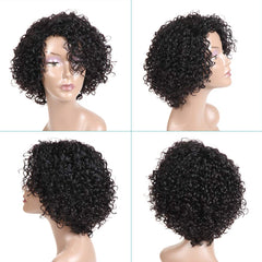 HUA Brazilian kinky curly 10inch wig close-up curls shows soft texture and definition