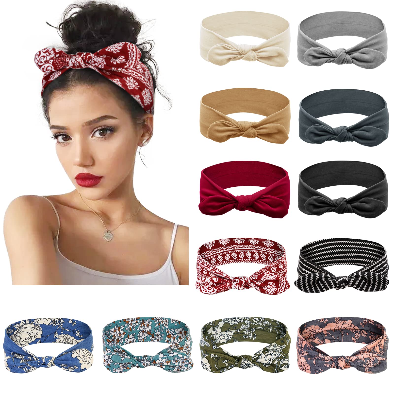 Huachi bow headbands pack offers vibrant colors for versatile, comfortable daily styling.