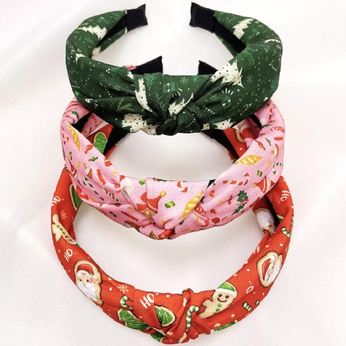 Huachi Christmas headbands pink knot with bells adds playful holiday flair for parties.