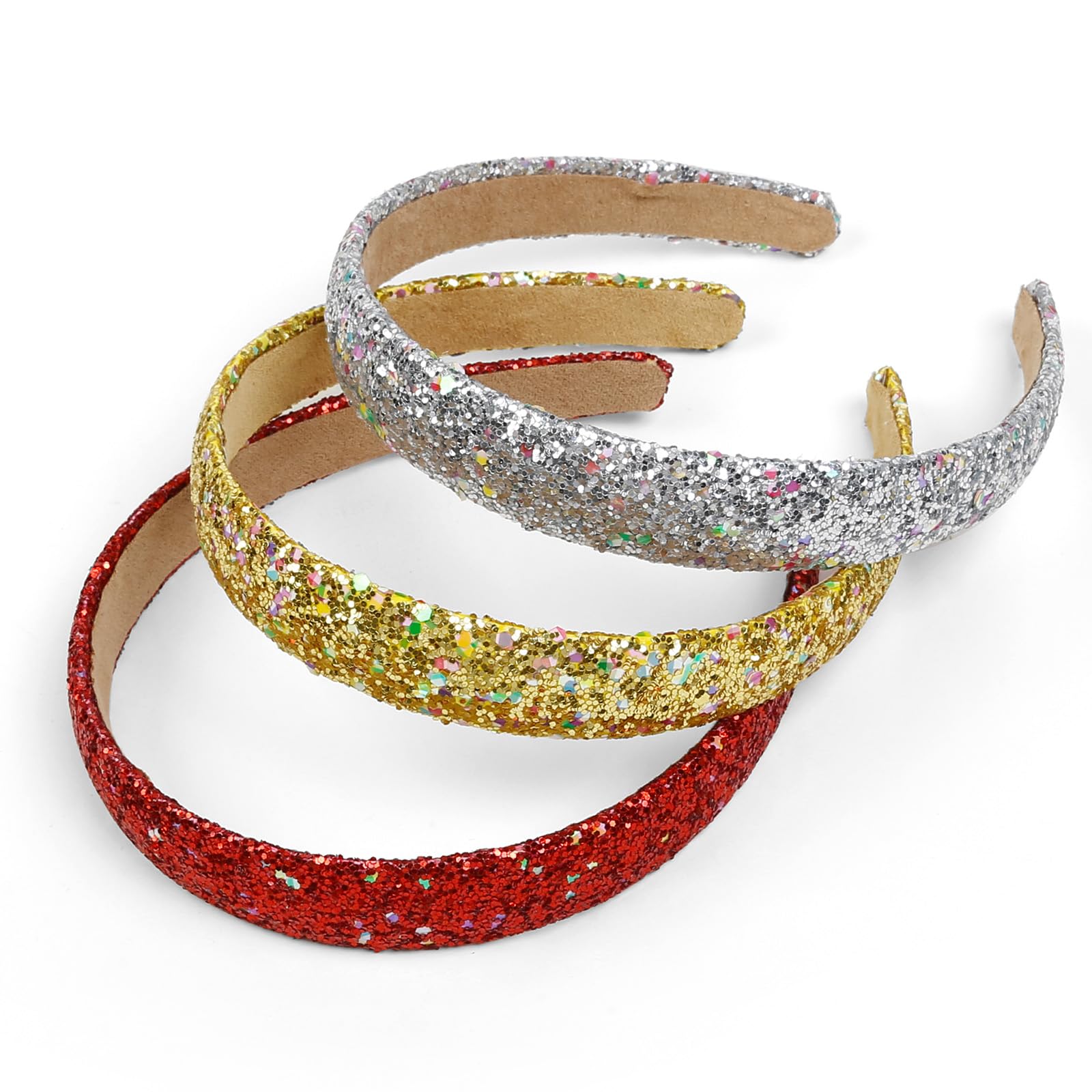 Detalle plateado de Huachi, diadema glitter antideslizante para uso diario