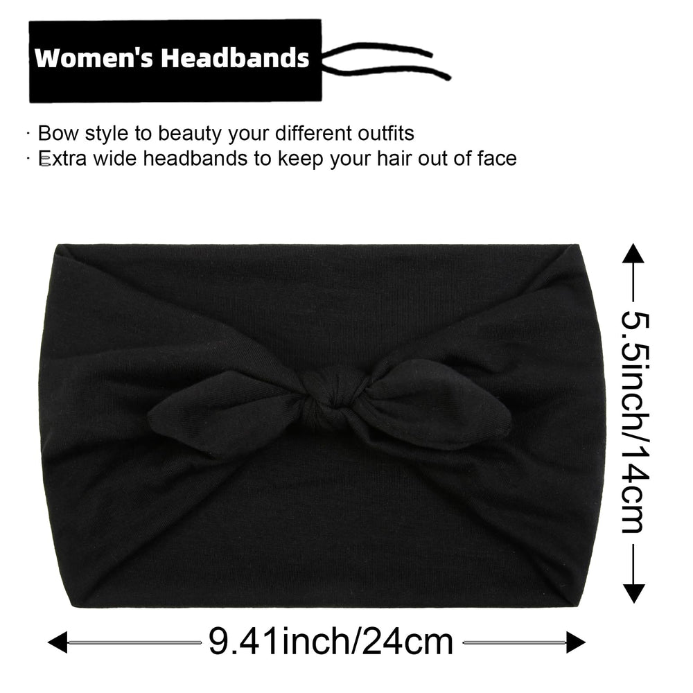 Huachi four-pack bow headbands side view, versatile styling for casual and active days.