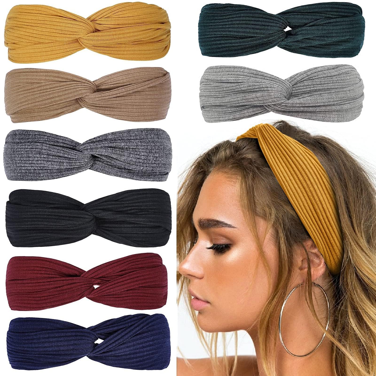 Huachi headbands twist knot design keeps hair out of your face during workouts.