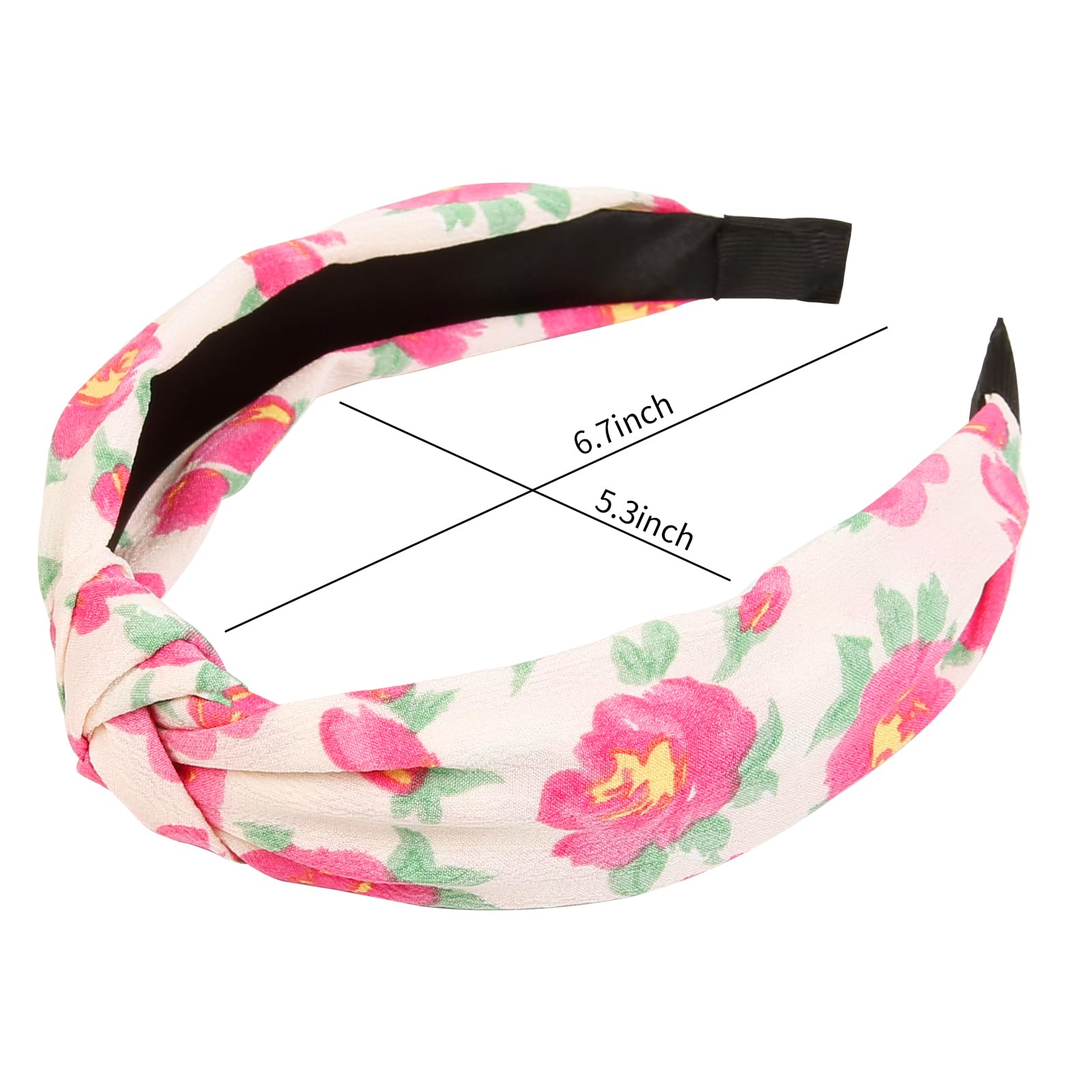 Huachi hot pink headband flower-printed adds playful flair for spring style.