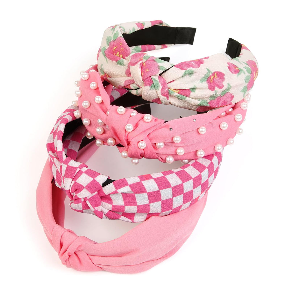 Huachi hot pink headband four-pack offers versatile daily pairings.