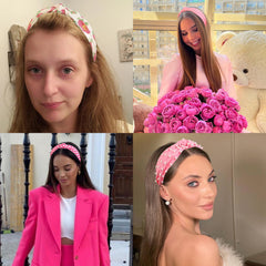 Huachi hot pink headband knotted-top creates a cute focal point.