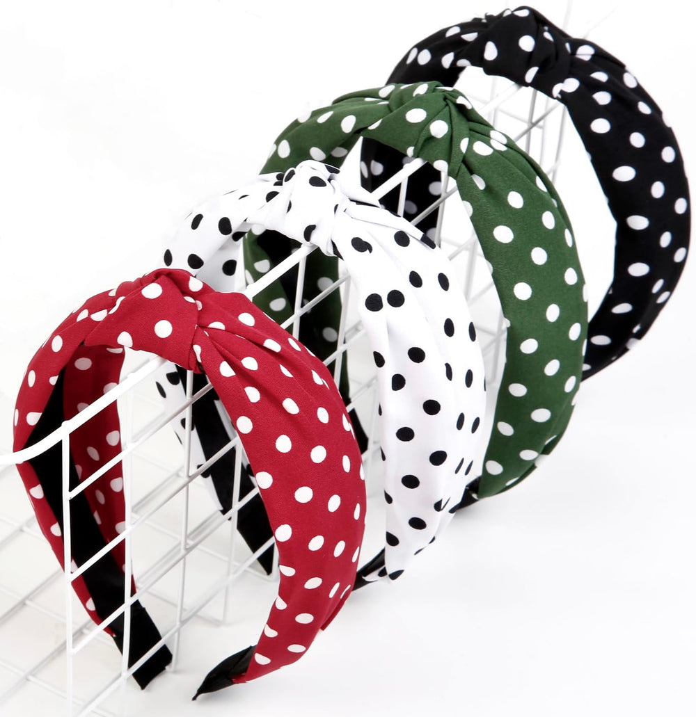 Huachi polka-dot headbands set with black dots for timeless vintage flair and versatile wear.