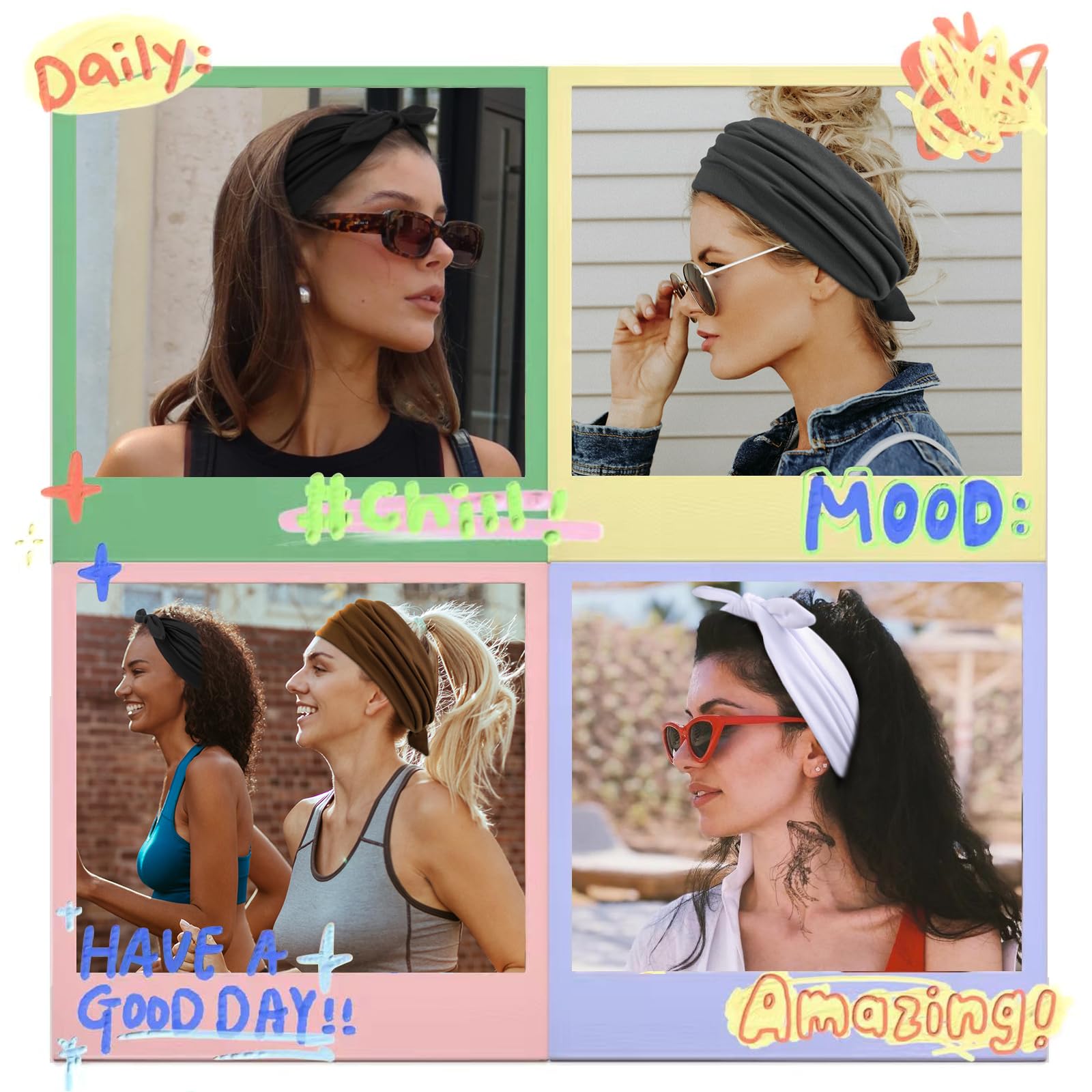 Huachi wide headbands knotted bow shows extra width for secure hair control.
