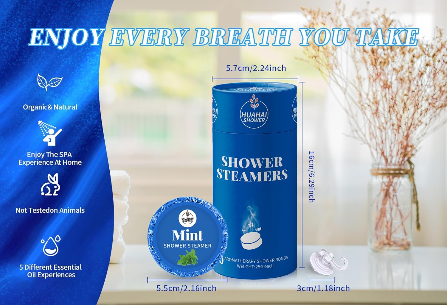HUAHAI SHOWER eucalyptus mint steamers - balanced calm and focus during showers.