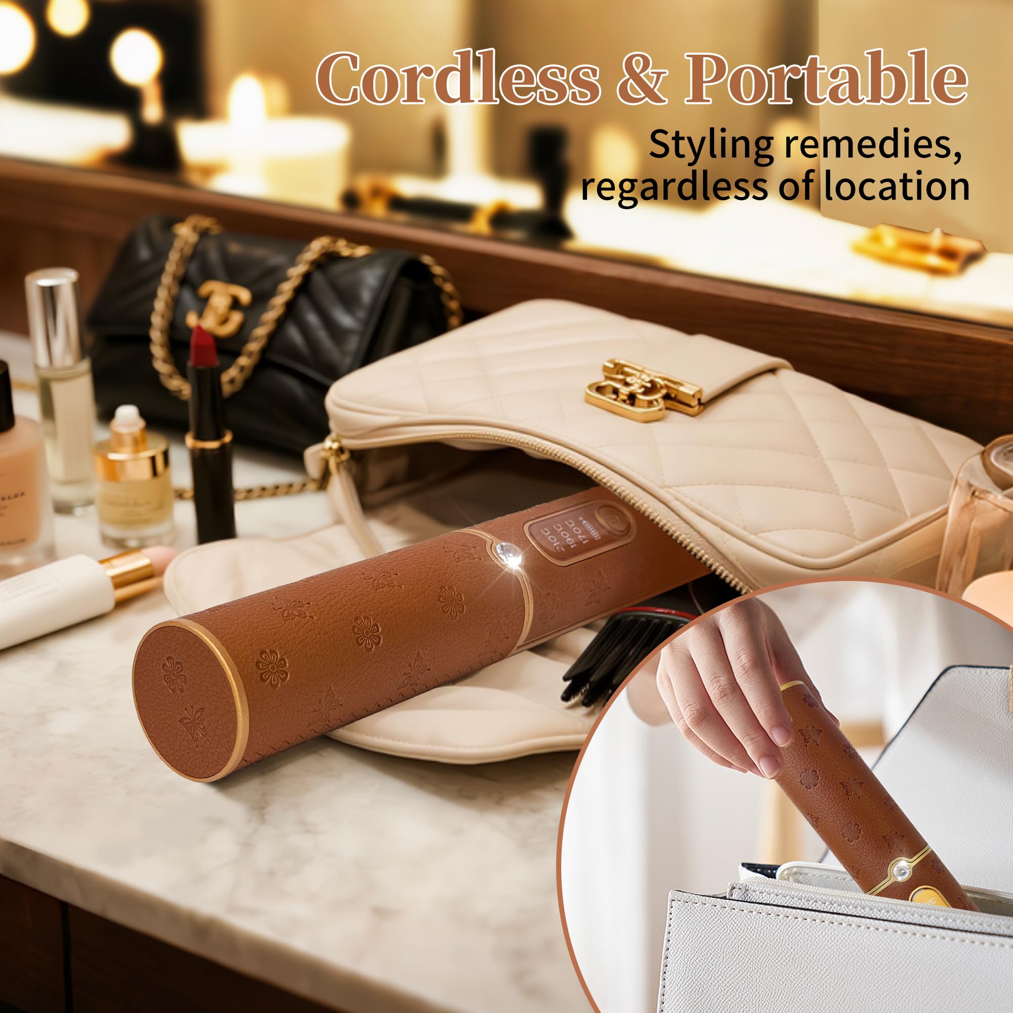 HUAJUN-cordless-straightener-lightweight-travel-companion fits in a carry bag.