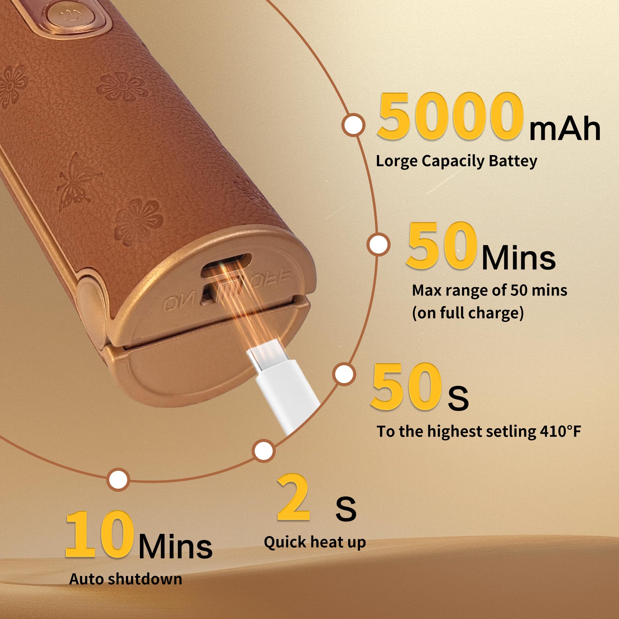 HUAJUN-temperature-control-170-210C provides precise heat settings for different hair types.