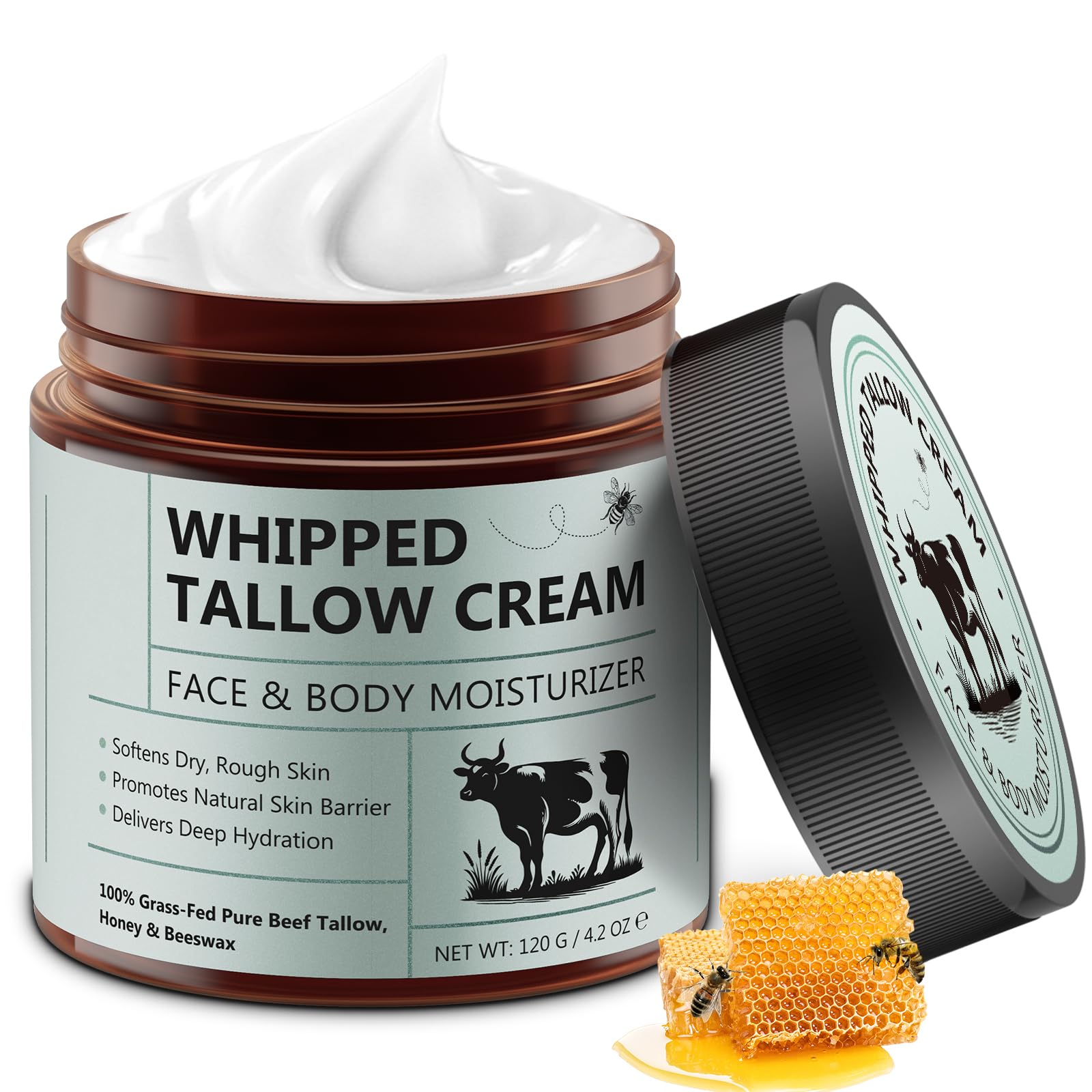 HUALIJIA beef tallow jar—unscented moisturizer for daily skin hydration.