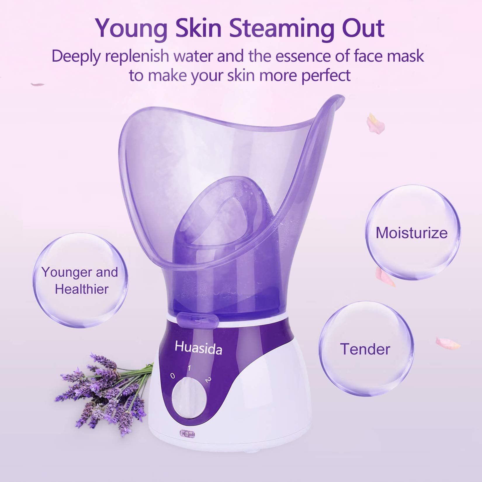 Huasida facial steamer full-face setup for convenient at-home spa hydration.