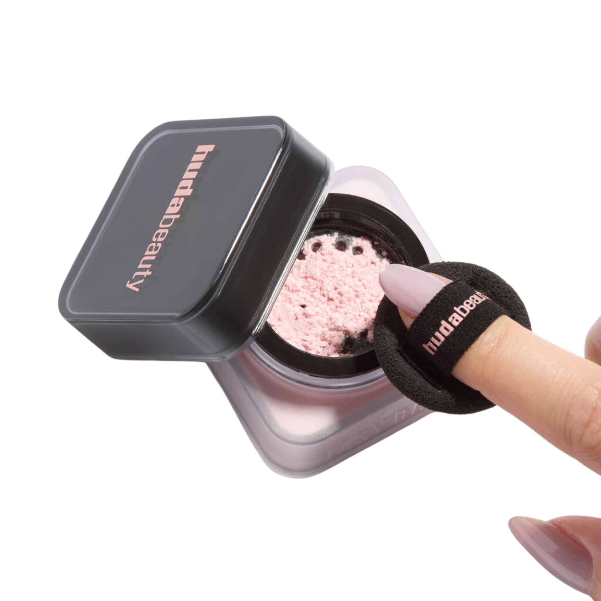 Huda Beauty Baby Bake Mini result demonstrates soft-focus finish with glow.