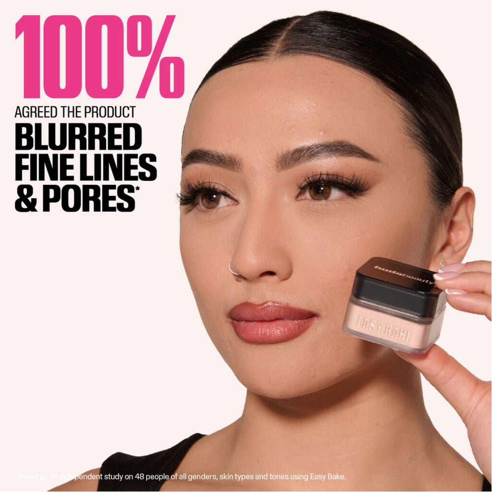 Huda Beauty Baby Bake Mini travel container ideal for on-the-go routines.