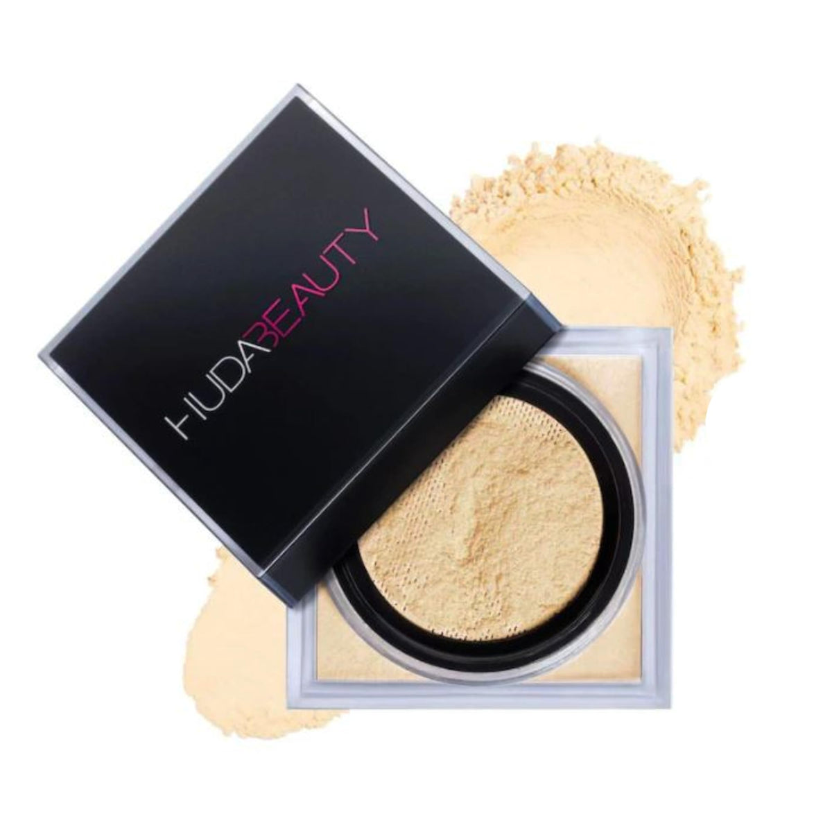 Huda Easy Bake Banana Bread packaging shows longwear setting with a soft blur.