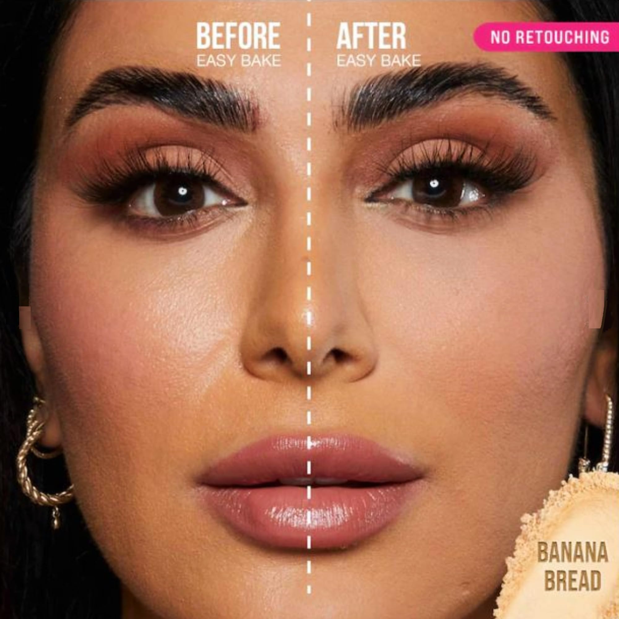 Huda Easy Bake Banana Bread swatch demonstrates natural finish and oil absorption.