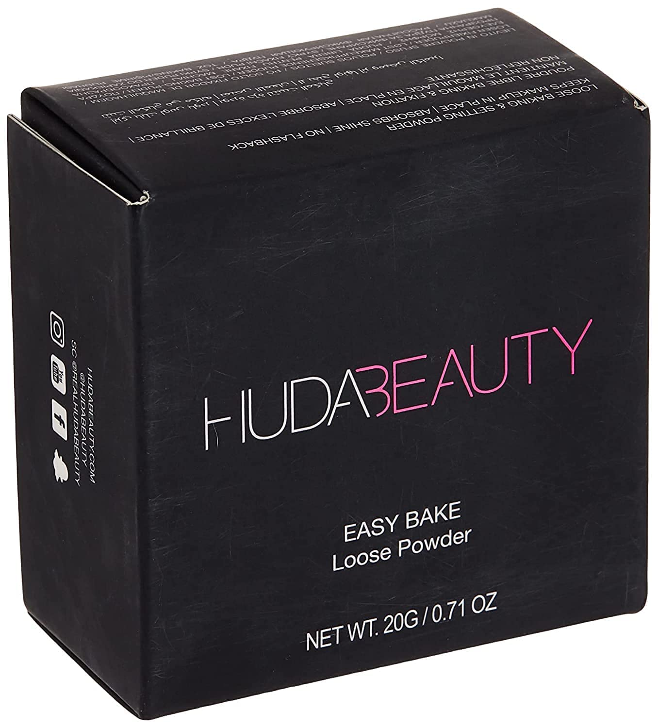 Huda Easy Bake Cupcake powder packaging close-up showing a luxe jar for effortless all-day setting