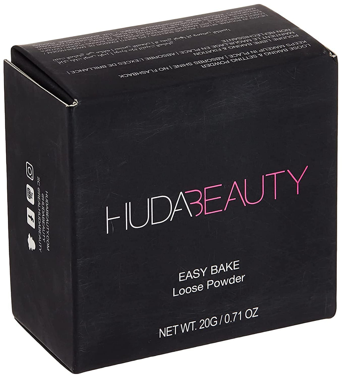 Huda Easy Bake Cupcake powder packaging close-up showing a luxe jar for effortless all-day setting