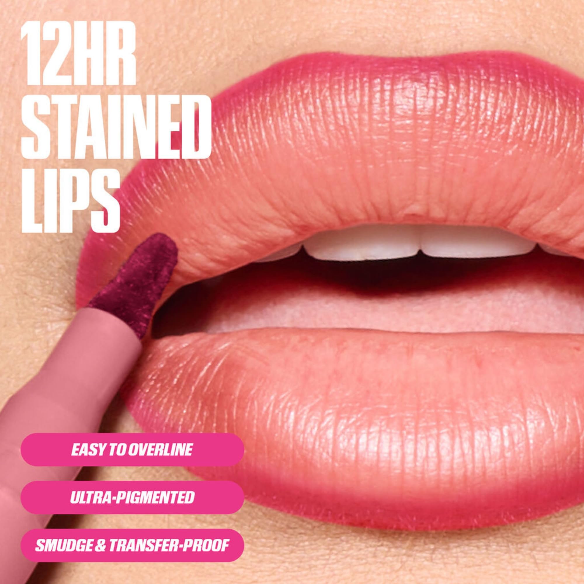 Huda Lip Contour Stain Warm Brown kiss-proof lip look.