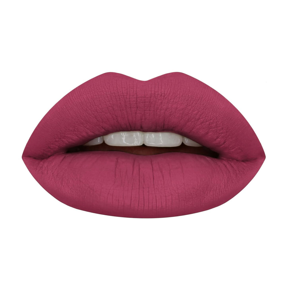 Huda Beauty Trophy Wife liquid matte application demo demonstrates smooth glide and precise lip definition.