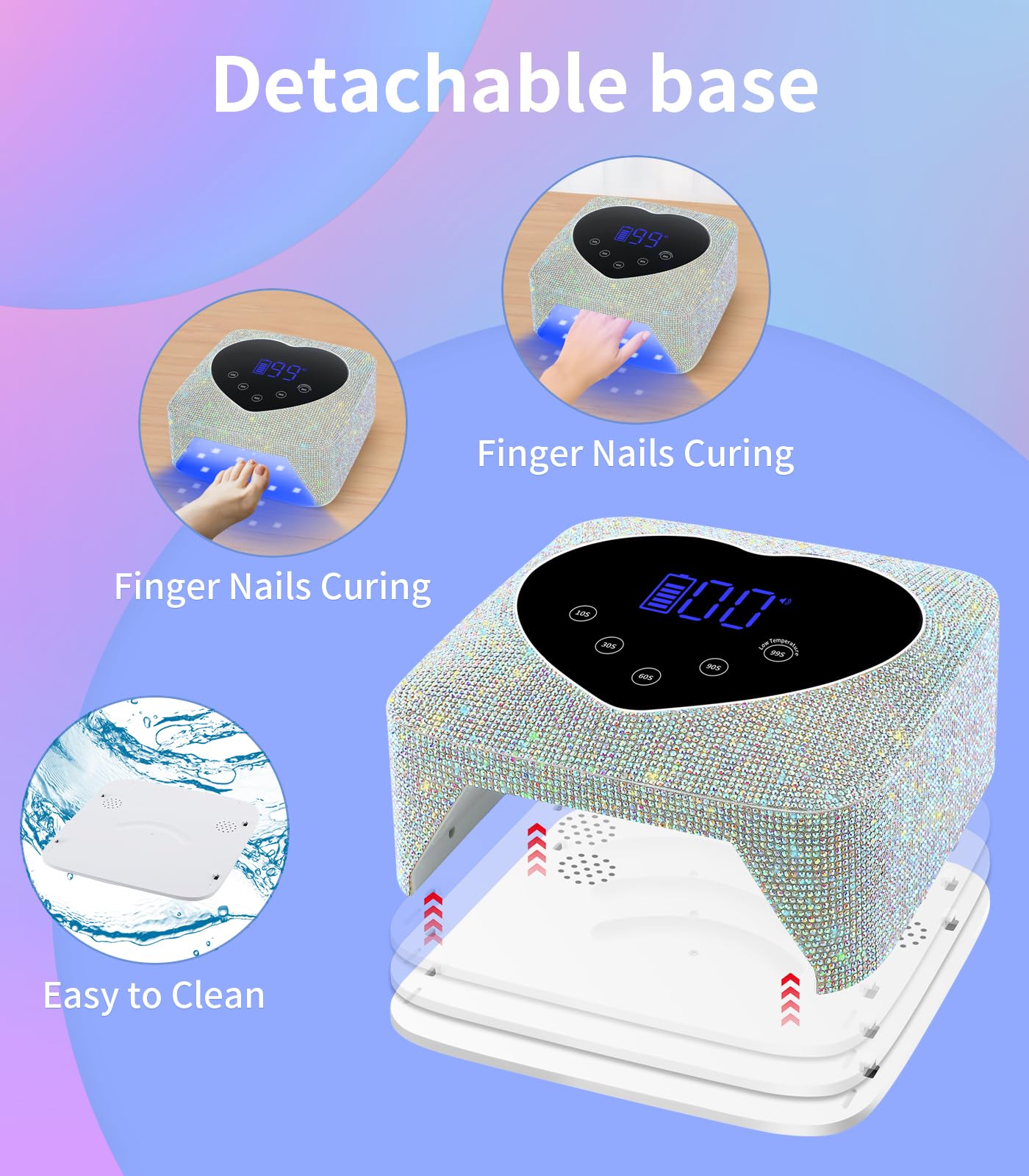 HUGMAPLE gel-polish cure-all-types nail lamp works with base/top and color gels.
